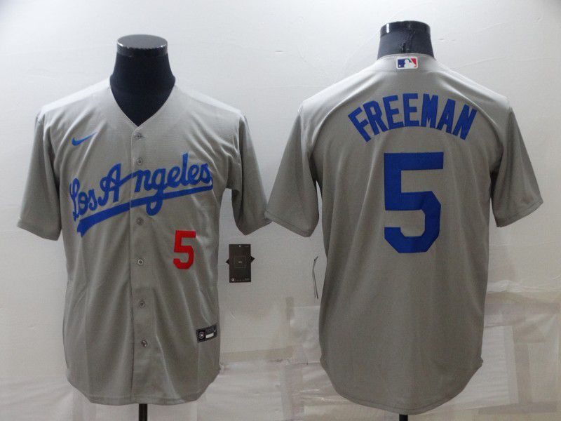 Men Los Angeles Dodgers #5 Freddie Freeman Grey Nike Game 2022 MLB Jersey